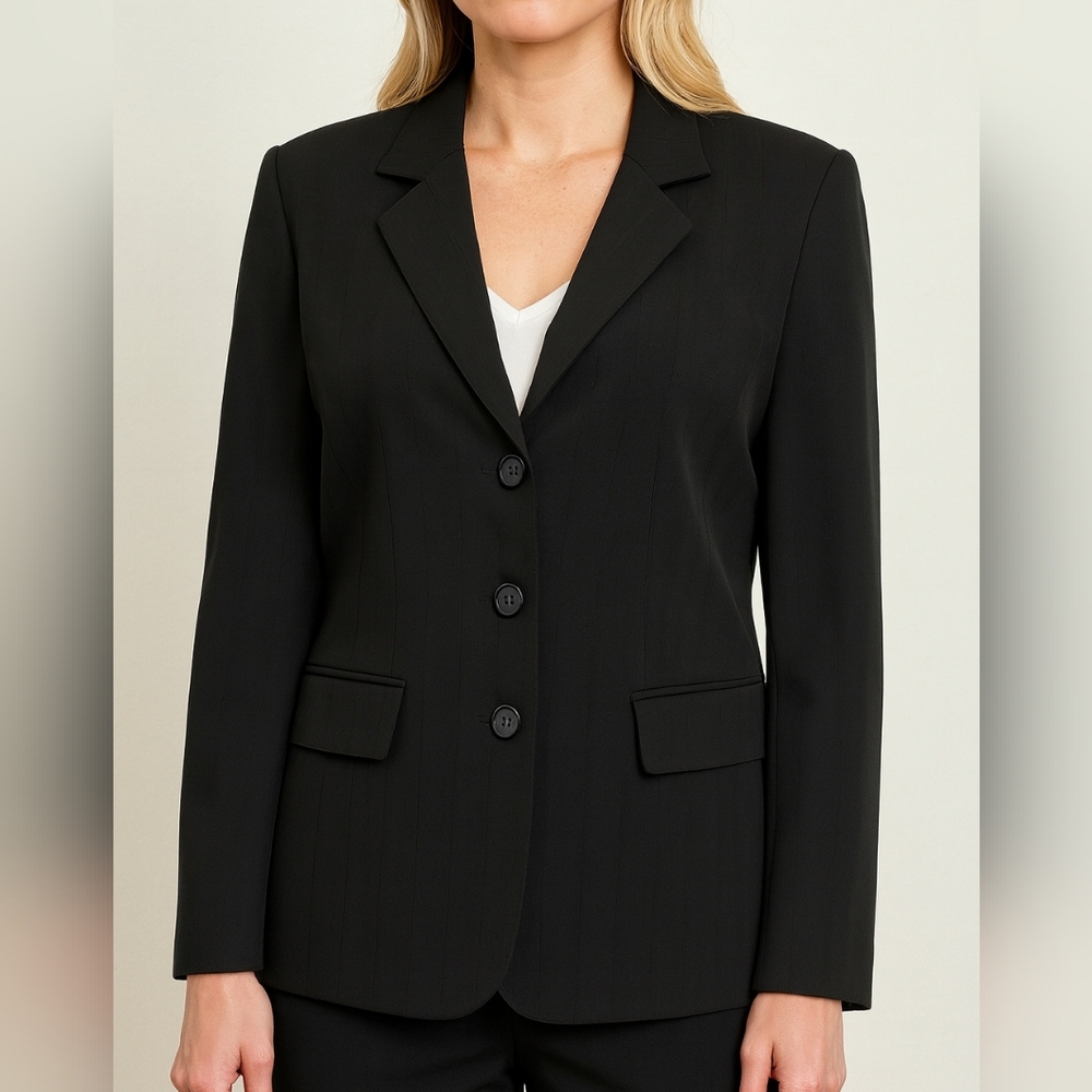Emily Black Women's  Black Single Breasted  Blazer Jacket Size 14, career